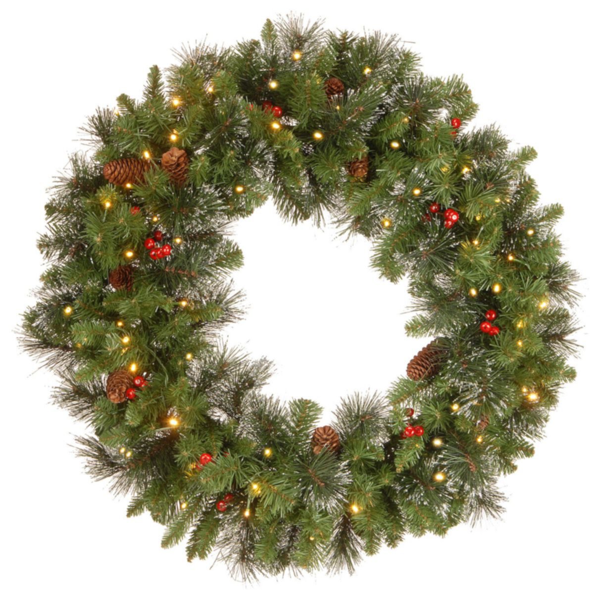 National Tree Company 30-in. Crestwood® Spruce Artificial Wreath with Pine Cones, Red Berries & Twinkly™ Lights National Tree Company