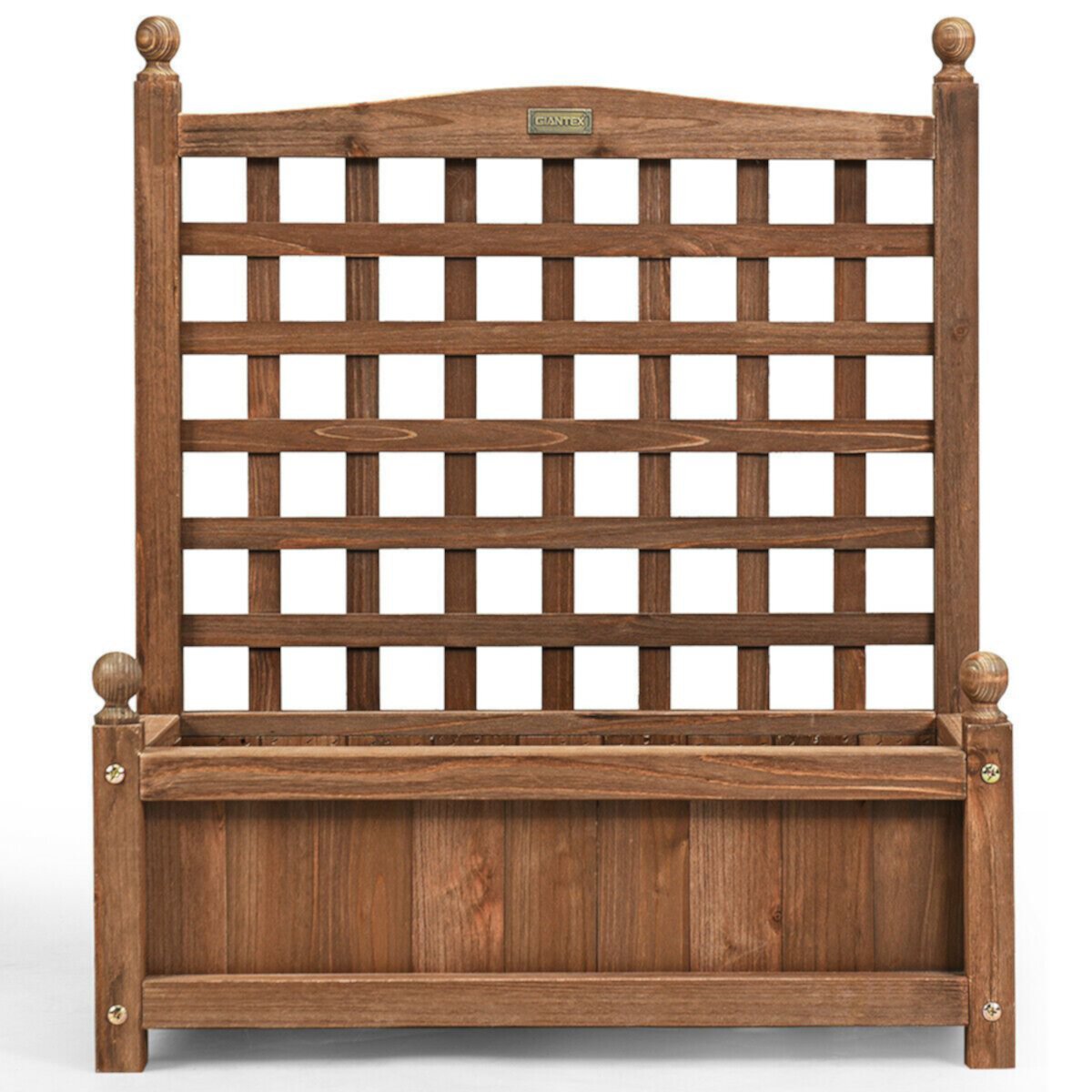 Solid Wood Planter Box with Trellis Weather-resistant Outdoor Slickblue