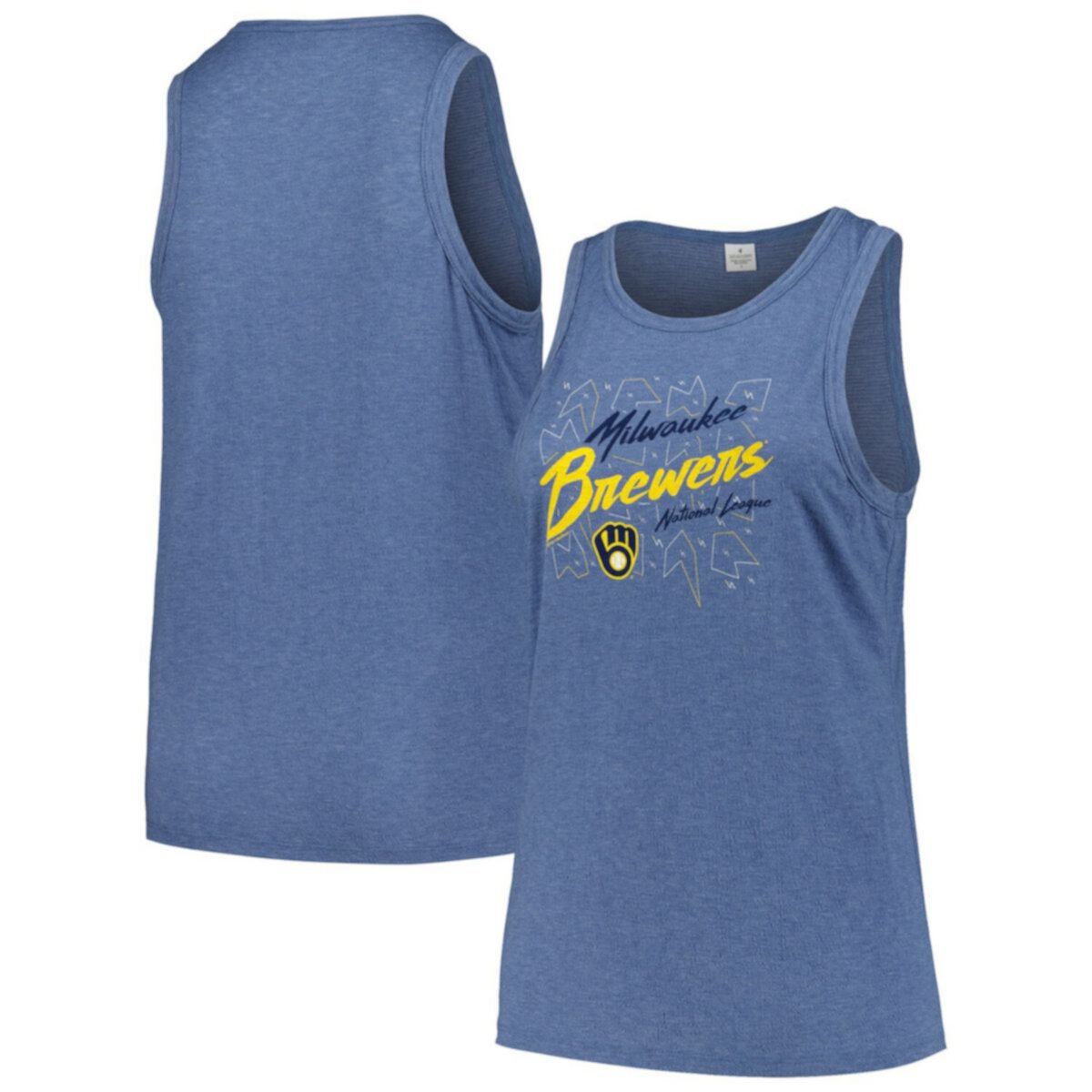 Women's Soft as a Grape Navy Milwaukee Brewers Plus Size Curvy High Neck Tri-Blend Tank Top Soft As A Grape