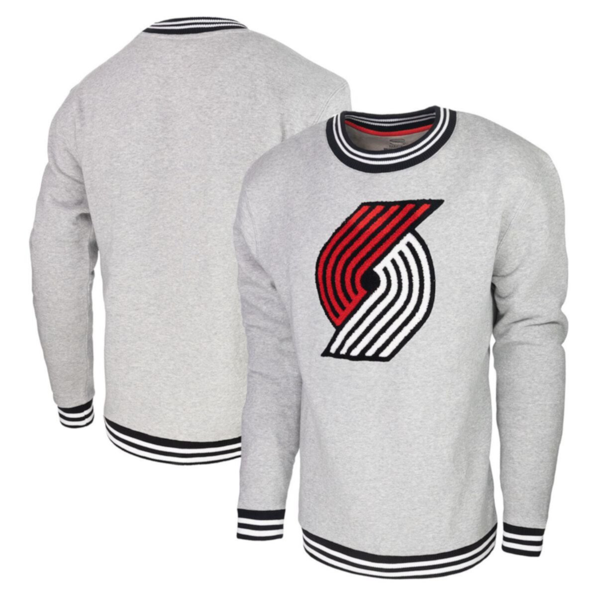 Men's Stadium Essentials Heather Gray Portland Trail Blazers Club Level Pullover Sweatshirt Stadium Essentials