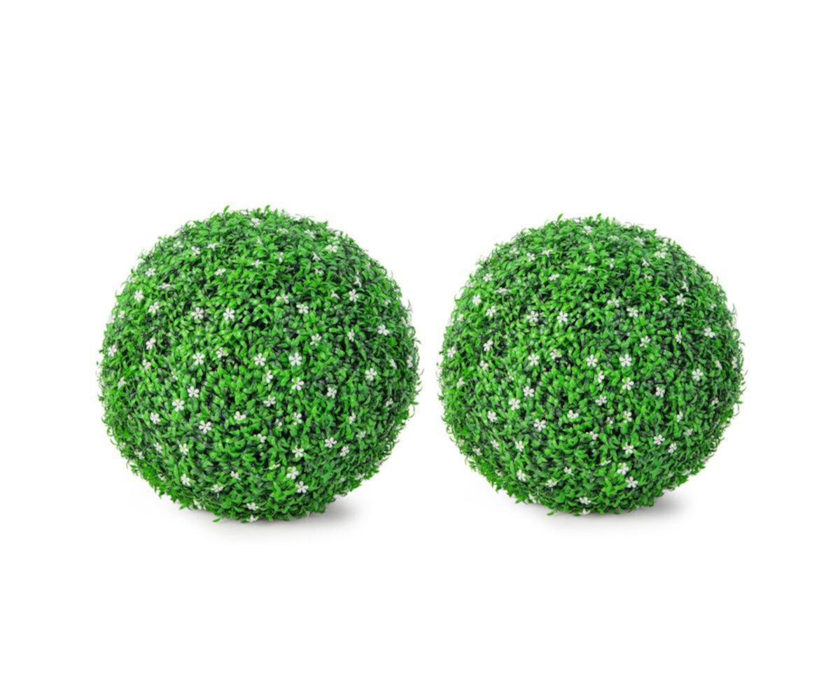 2 PCS Holly Artificial Topiary Balls 19.5 Inch Faux Boxwood Balls Slickblue