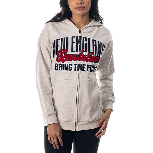 Women's The Wild Collective Gray New England Revolution Chenille Full-Zip Hoodie The Wild Collective