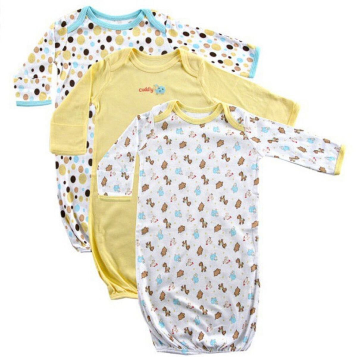 Unisex Cotton Gowns, Yellow, Preemie/Newborn Luvable Friends