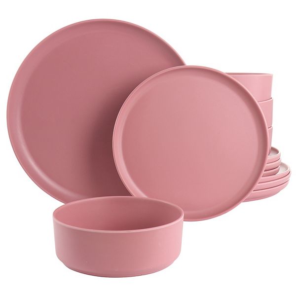 Gibson Home Canyon Crest 12 Piece Round Melamine Dinnerware Set Gibson Home