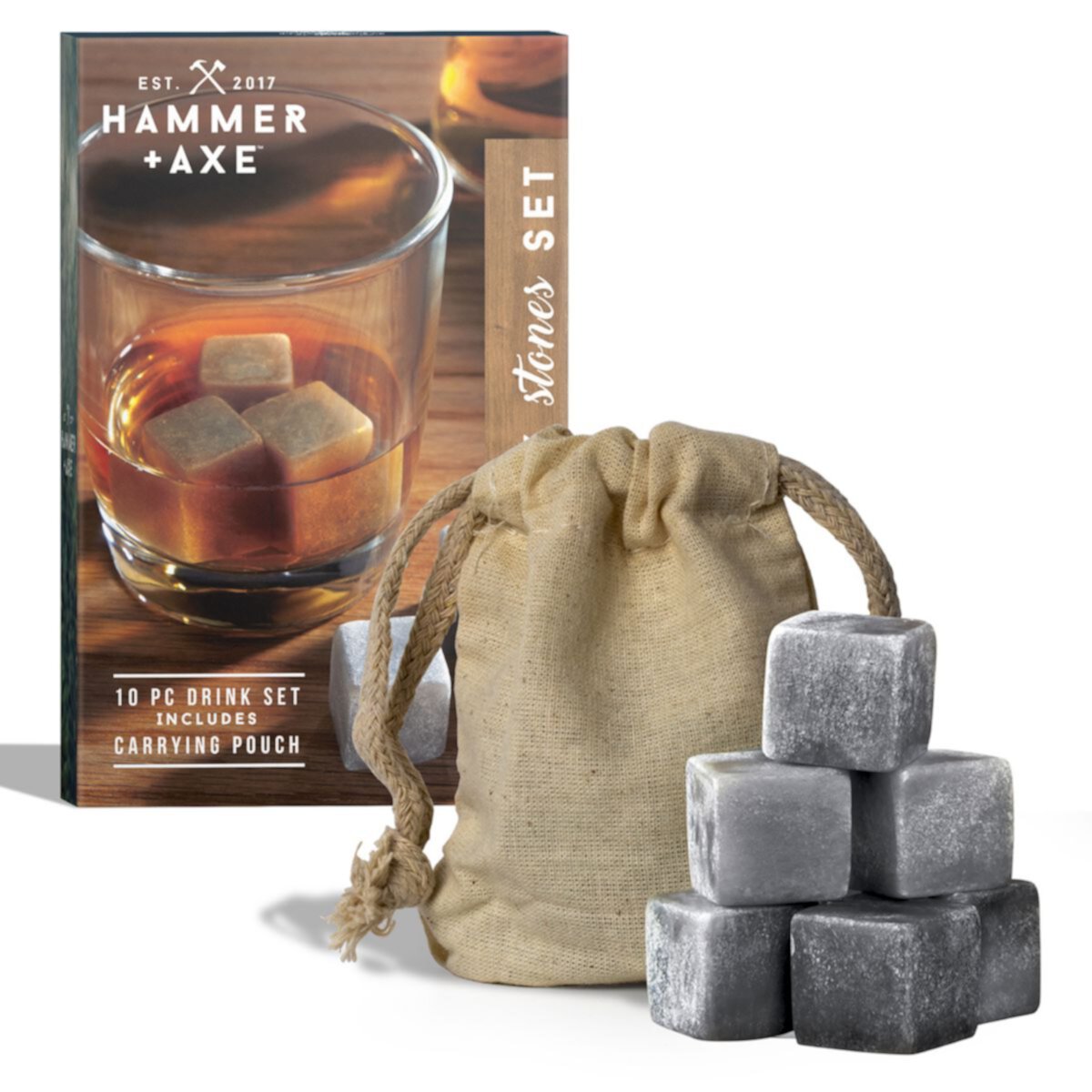 Hammer + Axe™ Whiskey Stone Cubes 10-Piece Gift Set Hammer + Axe