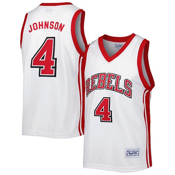 Men's Original Retro Brand Larry Johnson White UNLV Rebels Alumni Commemorative Replica Basketball Jersey Original Retro Brand