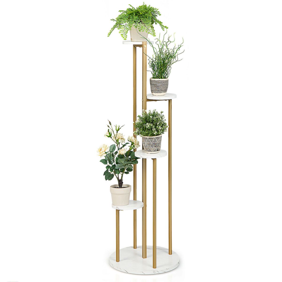 4-Tier 48.5 Inch Metal Plant Stand-White Slickblue