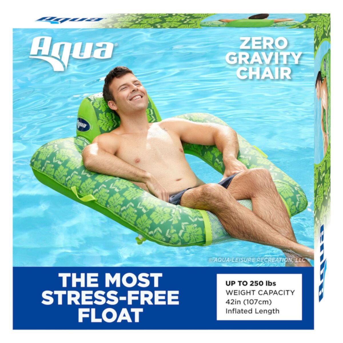Aqua Leisure Zero Gravity Inflatable Swimming Pool Lounge Chair Float, Green Aqua Leisure