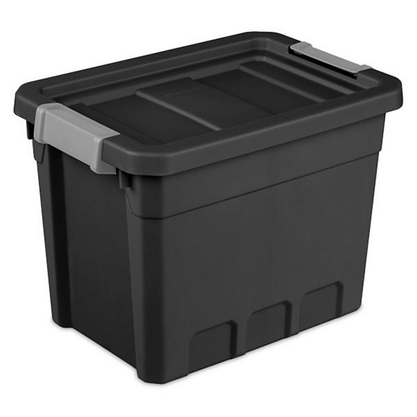 Sterilite 7.5 Gal Rugged Industrial Storage Totes w/ Latch Lids, Black (6 Pack) Sterilite