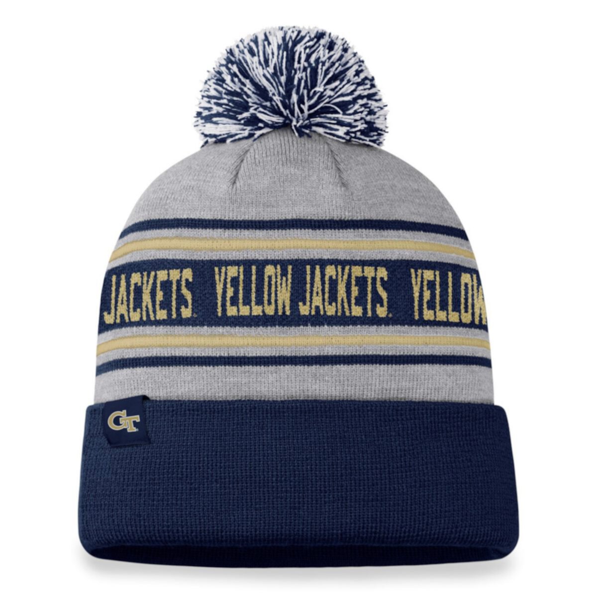 Men's Top of the World Heather Gray Georgia Tech Yellow Jackets Frigid Cuffed Knit Hat with Pom Top of the World