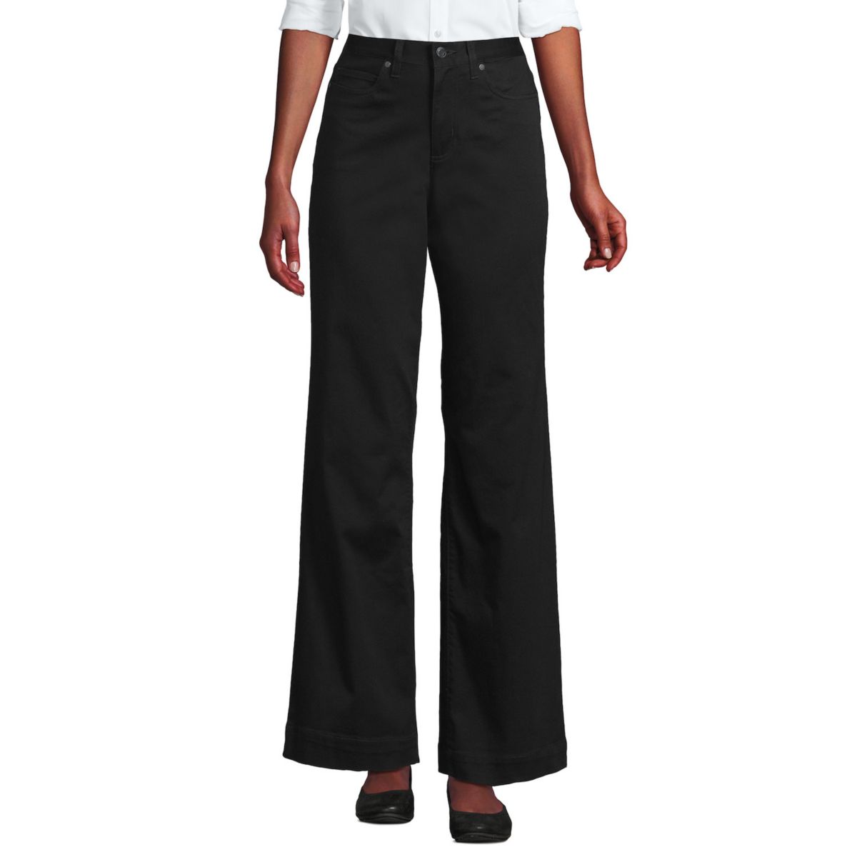 Women's Lands End High-Rise Wide Leg Chino Pants Lands' End