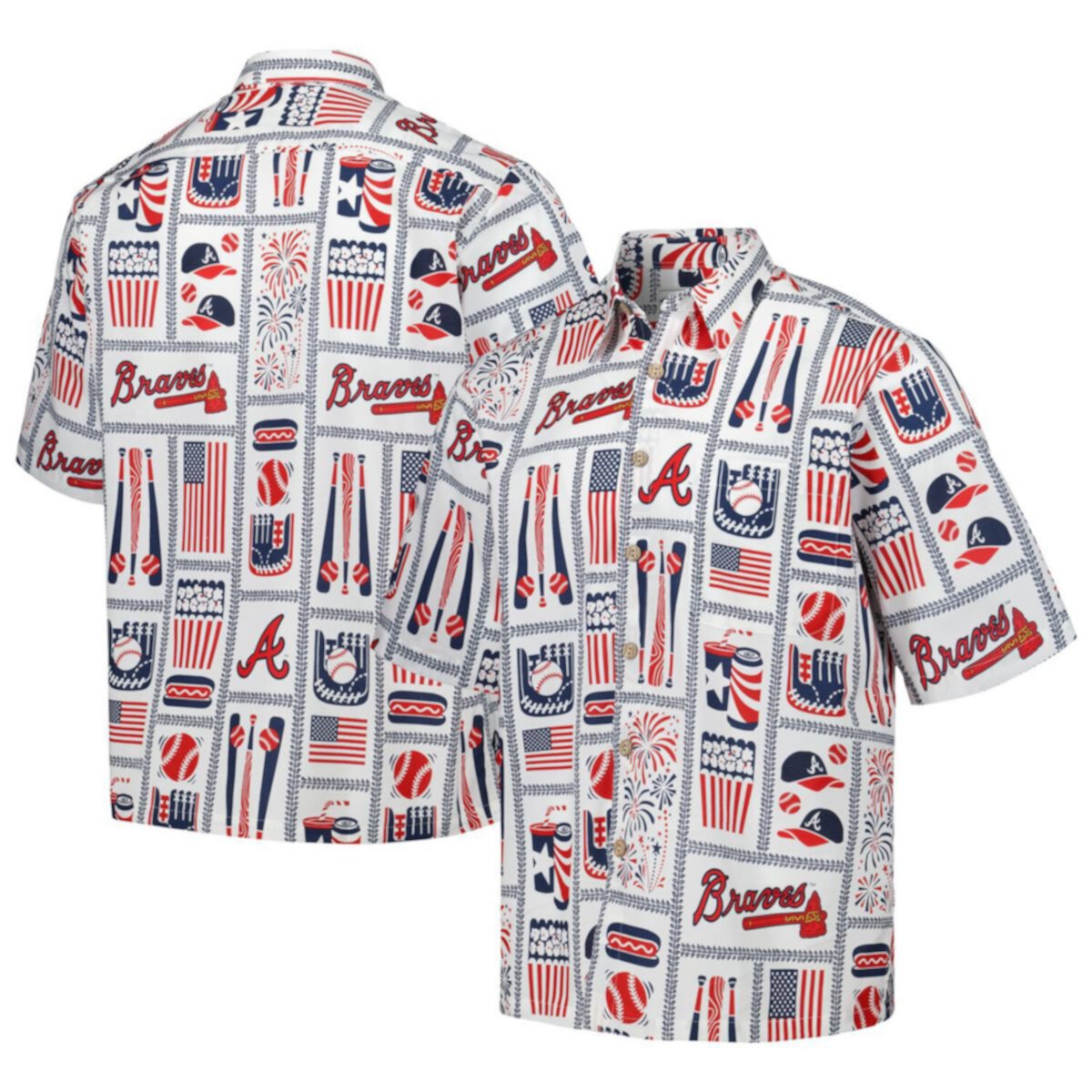 Men's Reyn Spooner White Atlanta Braves Americana Button-Up Shirt Reyn Spooner