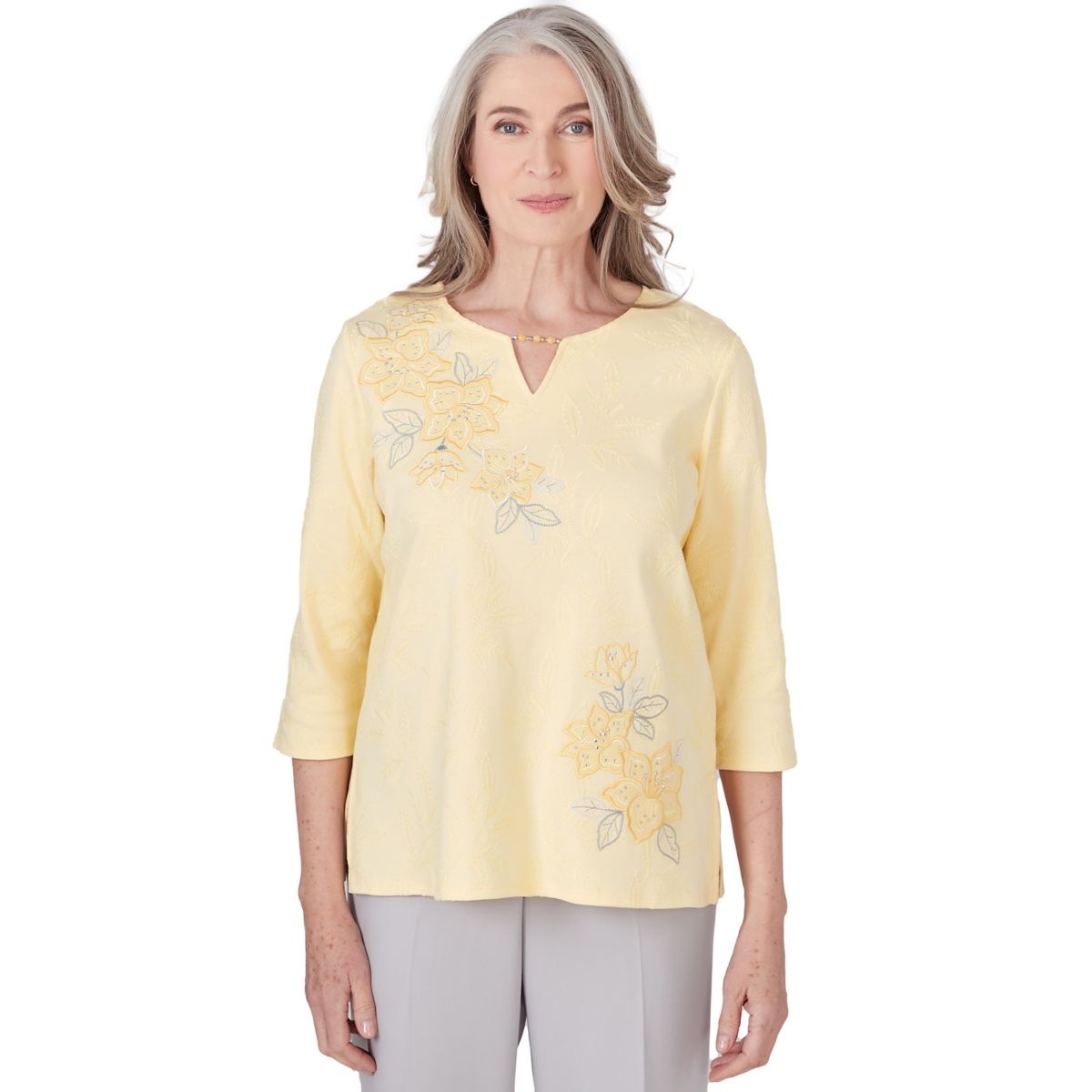 Женская Футболка Alfred Dunner Three Quarter Sleeve Top Alfred Dunner