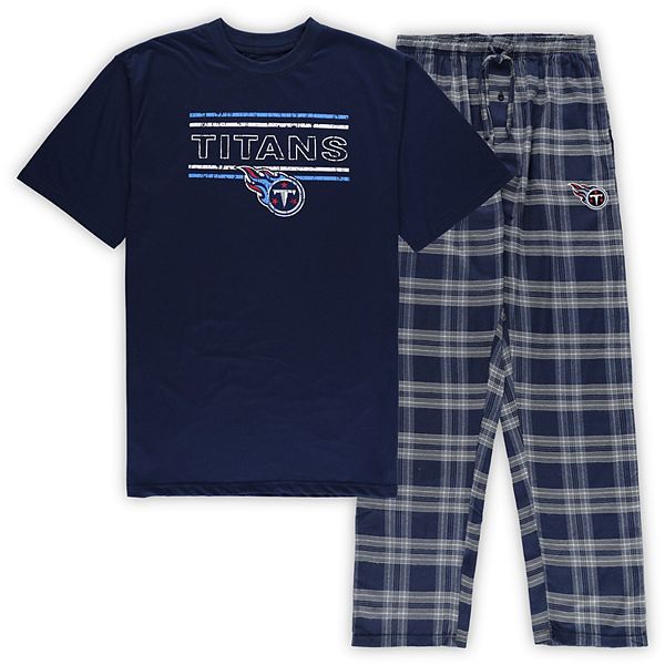 Мужские Пижамы Concepts Sport Navy/Light Blue Tennessee Titans Big & Tall Flannel Sleep Set Unbranded