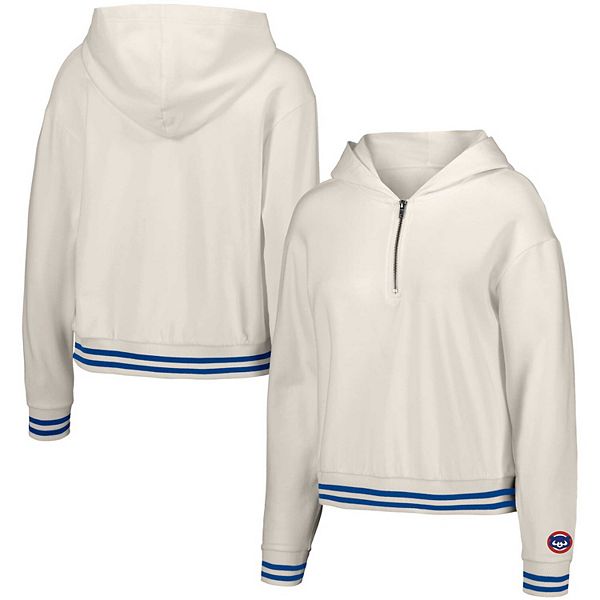 Женская Футболка Lusso White Chicago Cubs Magnolia Tri-Blend Quarter-Zip Hoodie Lusso