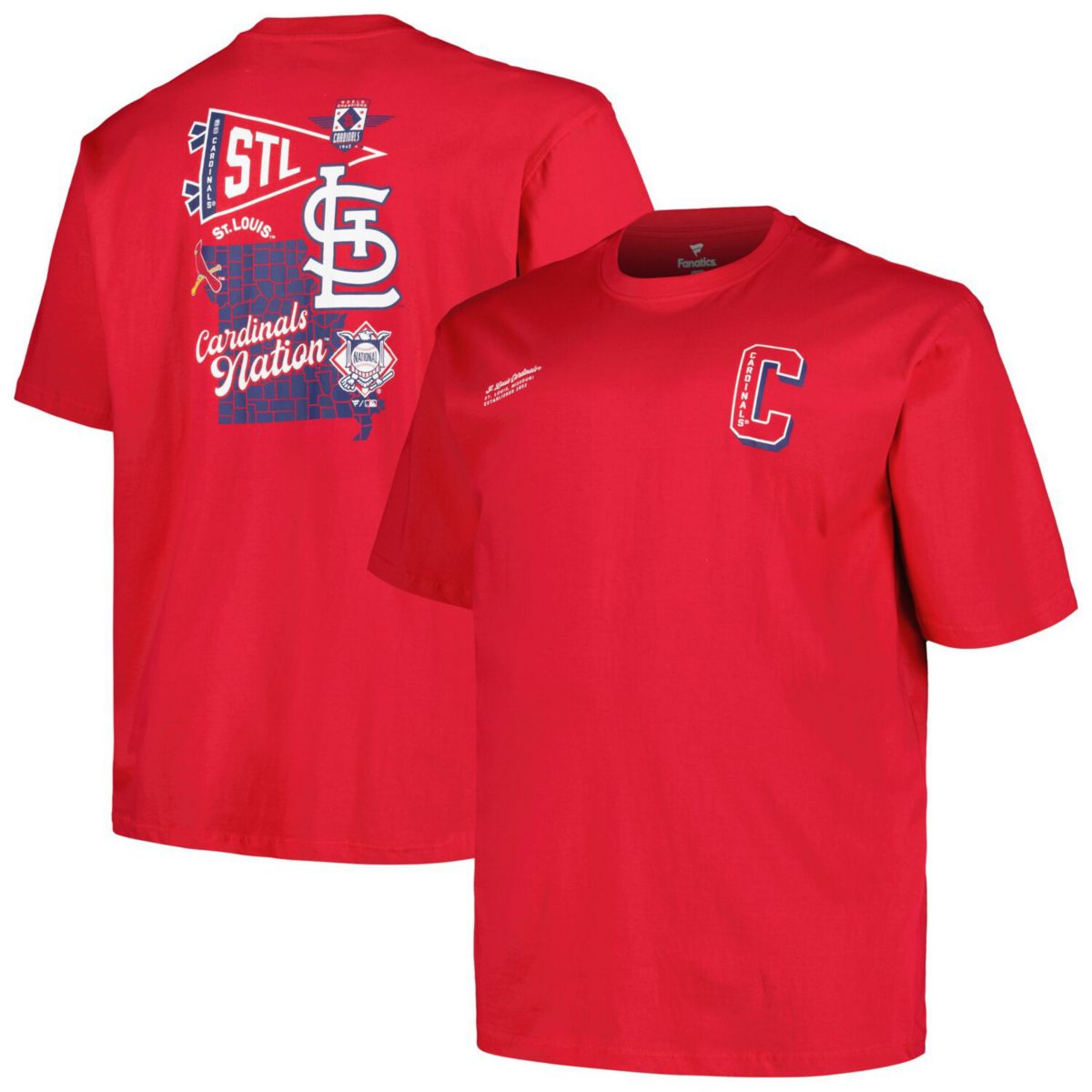 Men's Profile Red St. Louis Cardinals Big & Tall Split Zone T-Shirt Profile