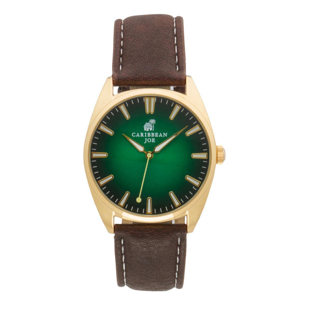 Caribbean Joe Men's Gold Tone Green & Black Dial Smooth Strap Watch Caribbean Joe