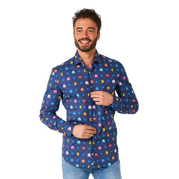 Оригинальная рубашка OppoSuits Pac-Man с современным кроем и длинными рукавами на пуговицах OppoSuits