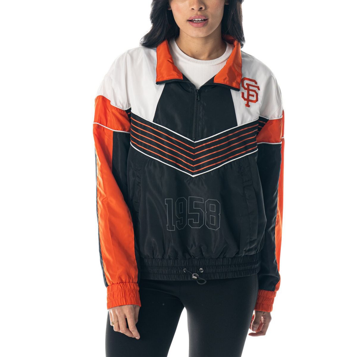 Women's The Wild Collective  Black San Francisco Giants Chevron Half-Zip Track Jacket The Wild Collective