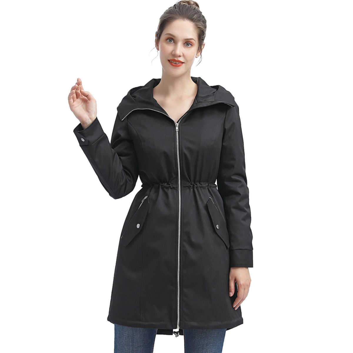Plus Size Bgsd Zip-out Lined Hooded Raincoat BGSD