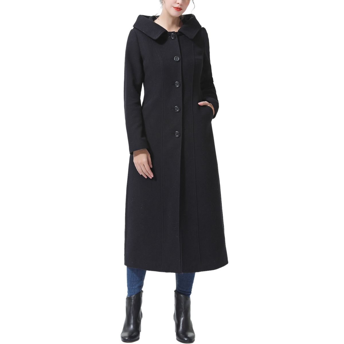 Women's Bgsd Kai Hooded Full Length Long Wool Blend Coat BGSD