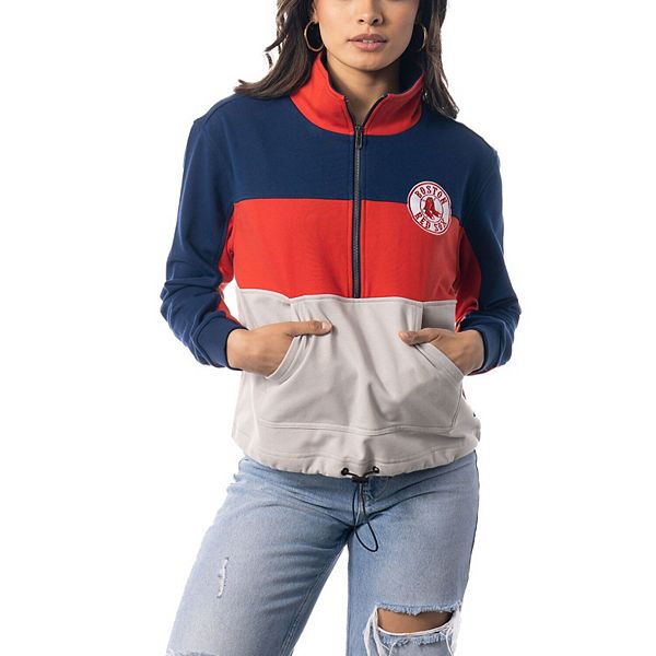 Женская Куртка The Wild Collective Boston Red Sox Colorblock 1/2 Молния Unbranded