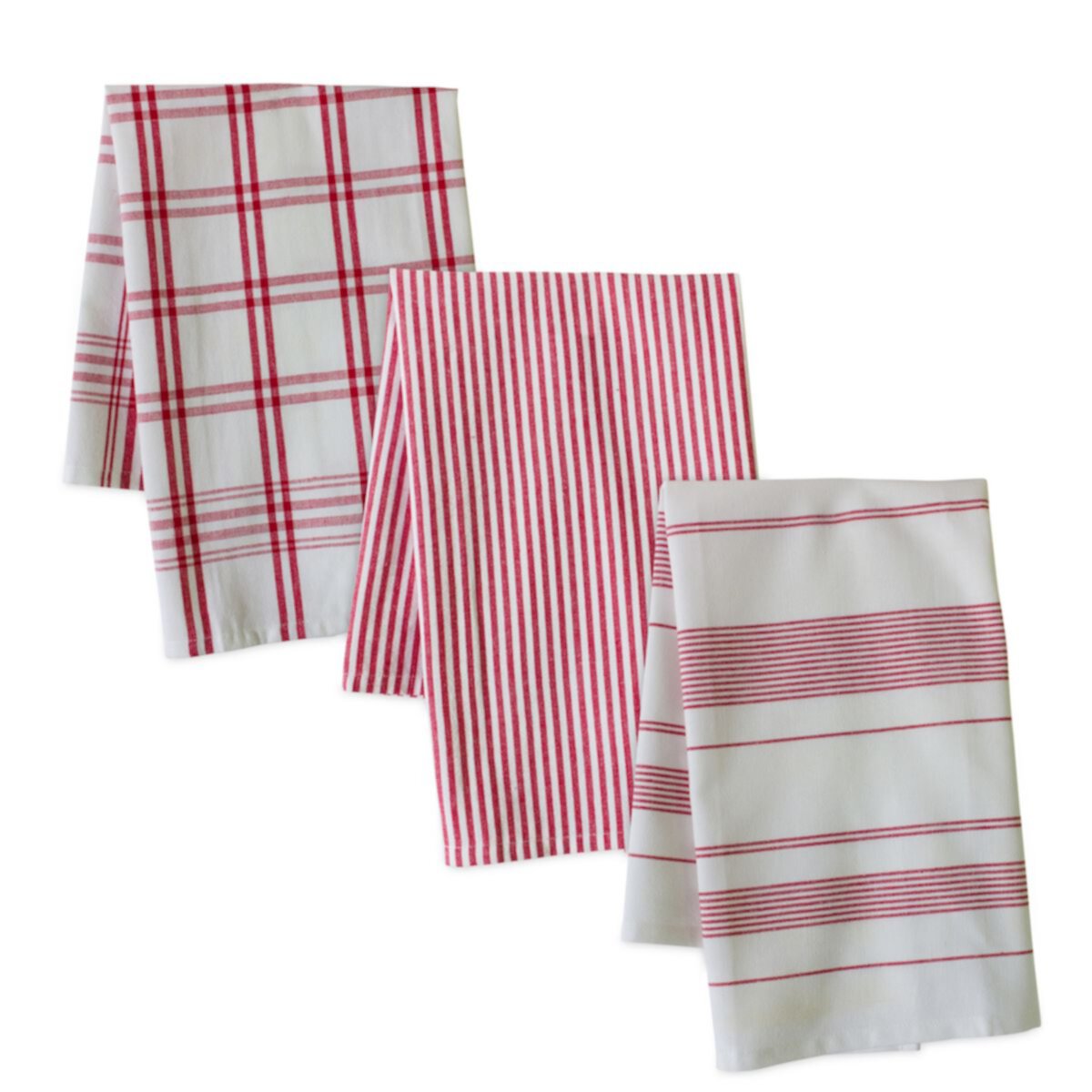 Red Striped Tea Towel (set Of 3) Slickblue