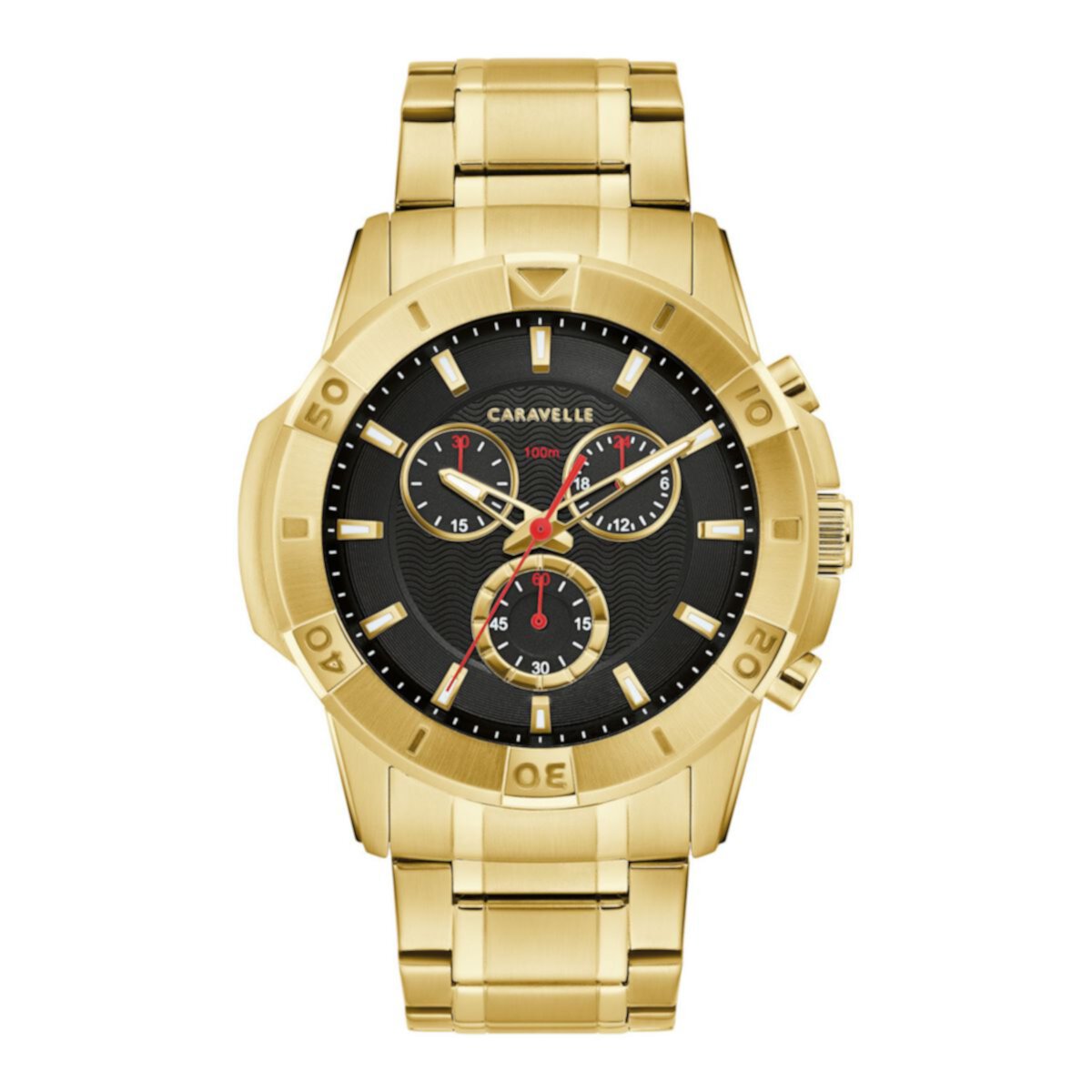 Caravelle by Bulova Men's Aqualuxx Gold-Toned Stainless Steel Black Dial Bracelet Watch - 44B127 Caravelle