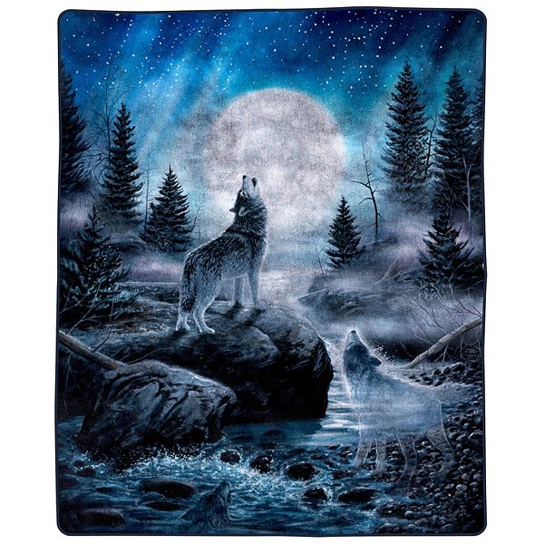 Lavish Home Wolves Faux Mink Throw Blanket Lavish Home