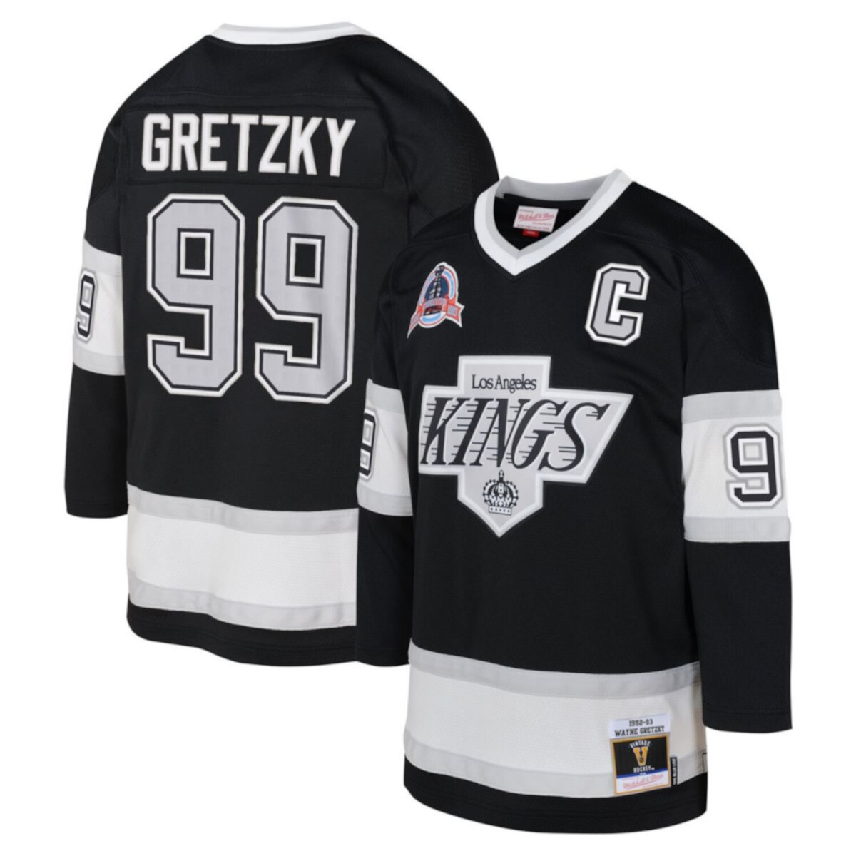 Youth Mitchell & Ness Wayne Gretzky Black Los Angeles Kings 1992 Blue Line Player Jersey Unbranded