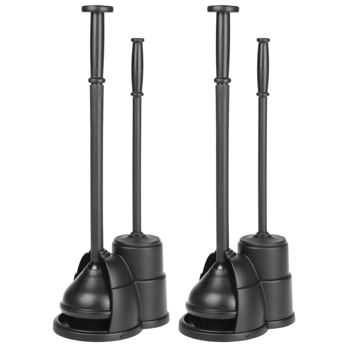 mDesign Compact Plastic Toilet Bowl Brush and Plunger Combo Set, 2 Pack MDesign