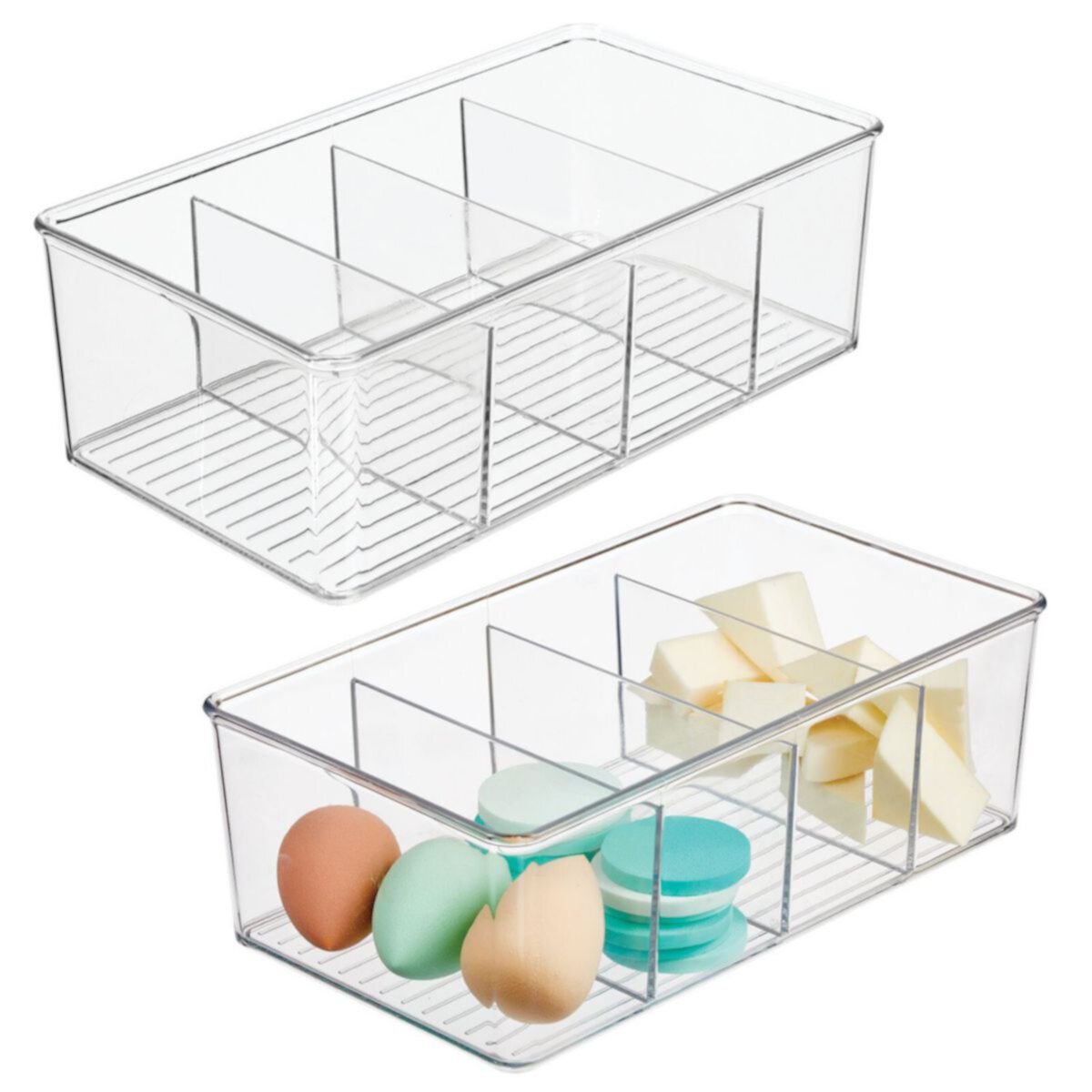 mDesign Plastic Bathroom Divided Organizer Bin with 4 Sections, 2 Pack MDesign