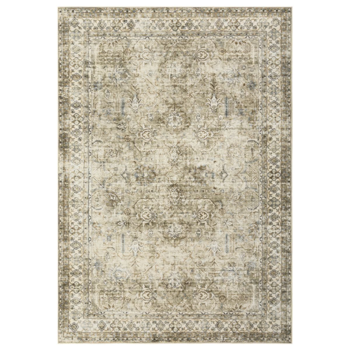 Glowsol Traditional Vintage Floral Area Rug Washable Distressed Throw Carpet GlowSol