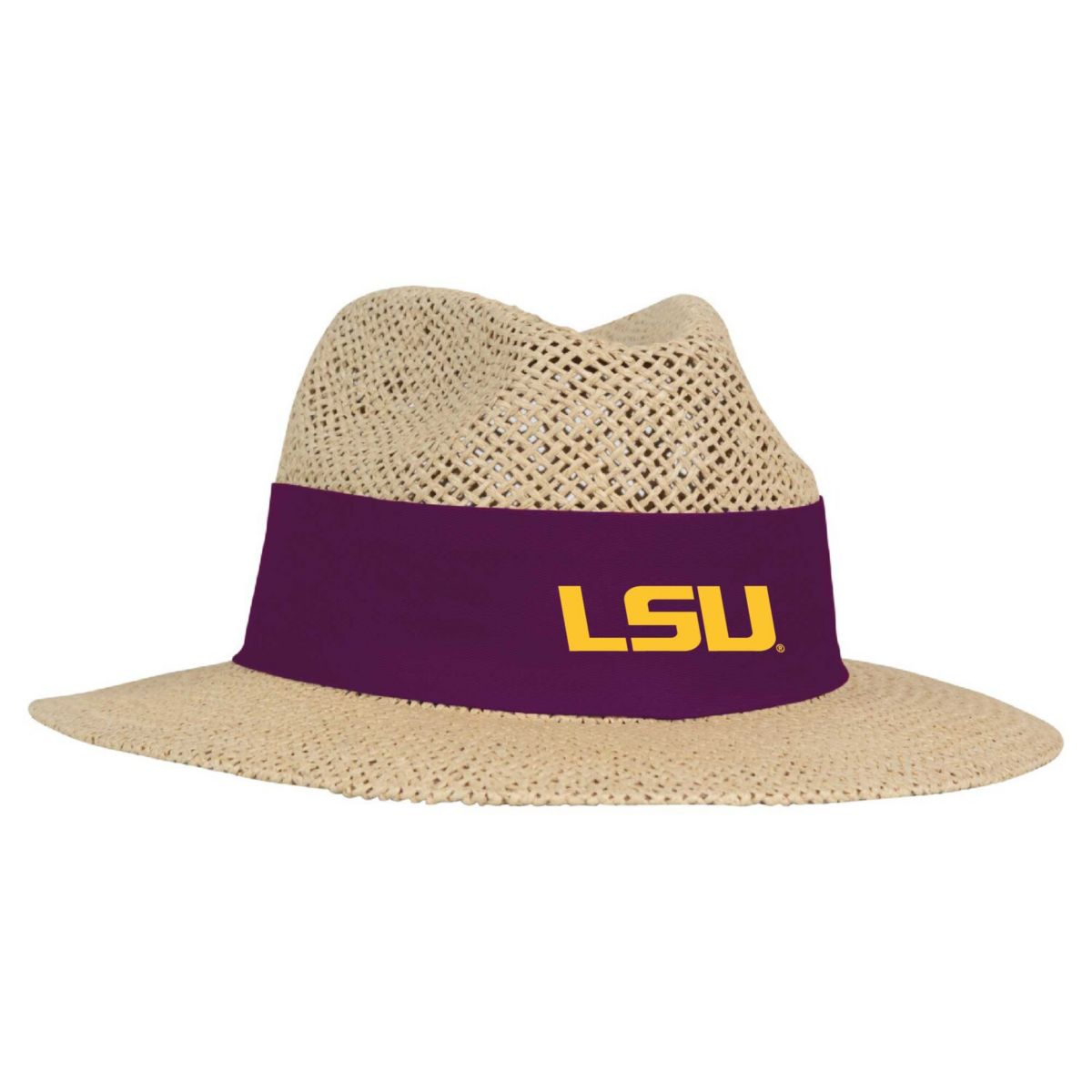 Men's Ahead Tan LSU Tigers Wellington Gambler Straw Hat Ahead