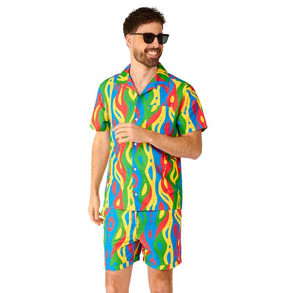 Мужской комплект OppoSuits из рубашки с коротким рукавом и шорт с принтом Loopy Lines OppoSuits