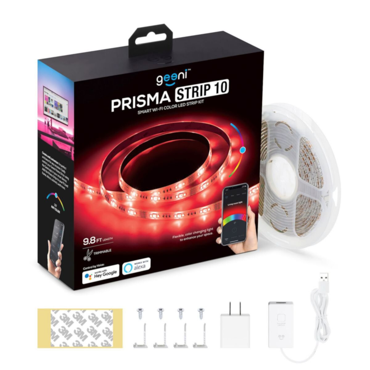 Geeni Prisma Strip 10 9-ft. Trimmable Smart LED Light Strip Kit Geeni