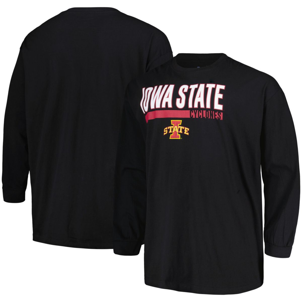 Men's Profile Black Iowa State Cyclones Big & Tall Two-Hit Long Sleeve T-Shirt Profile