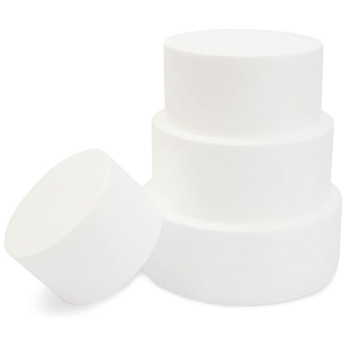 Round Foam Cake Dummy Set, 4 Tiers for Display, Arts and Crafts (White) Bright Creations