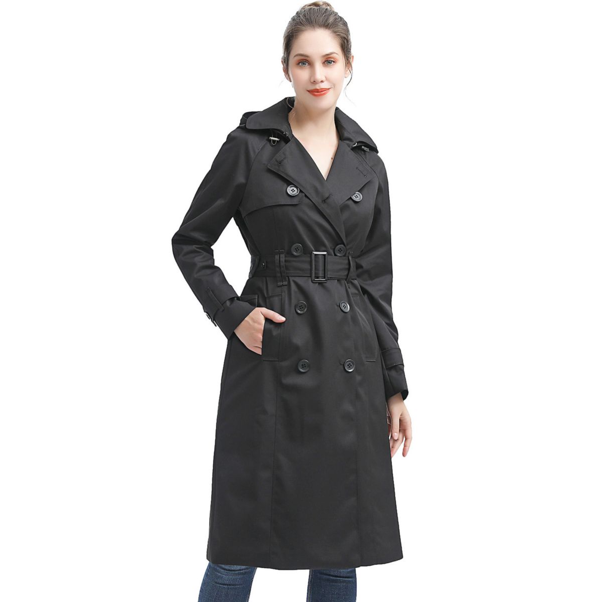 Women's Bgsd Three-quarter Length Waterproof Hooded Trench Coat BGSD