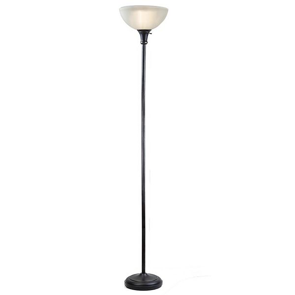 Threshold Floor Lamp For Living Room By Light Accents - Traditional Standing Pole Light With Dome Glass Shade  Upward Torchiere 71.2&#34; Tall - (Bronze) Lightaccents