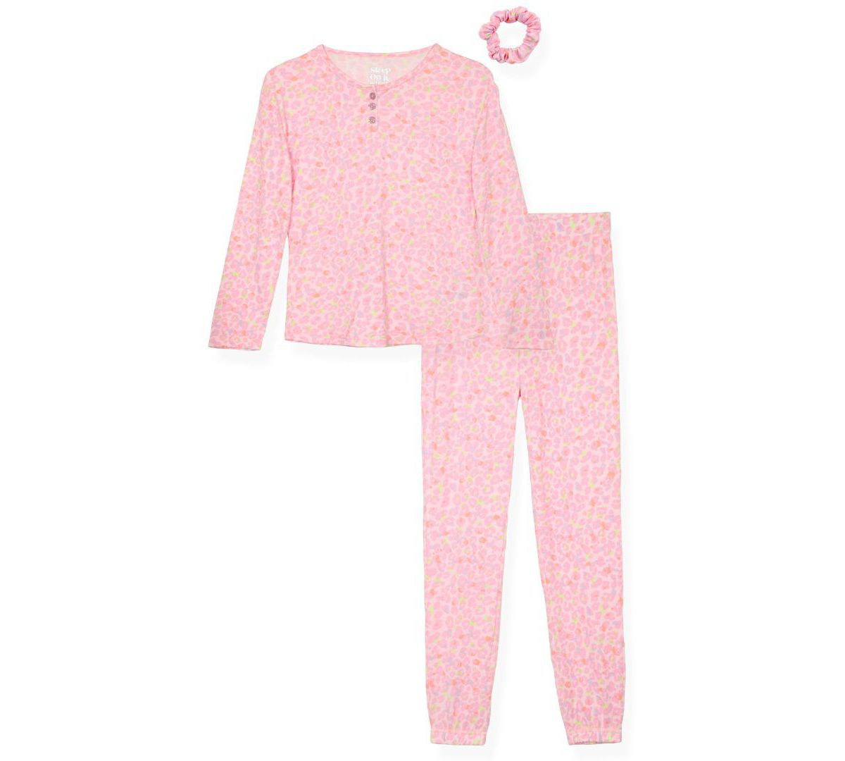 Sleep On It Girls 2-piece Hacci Pajama Set With Matching Scrunchie Sleep On It