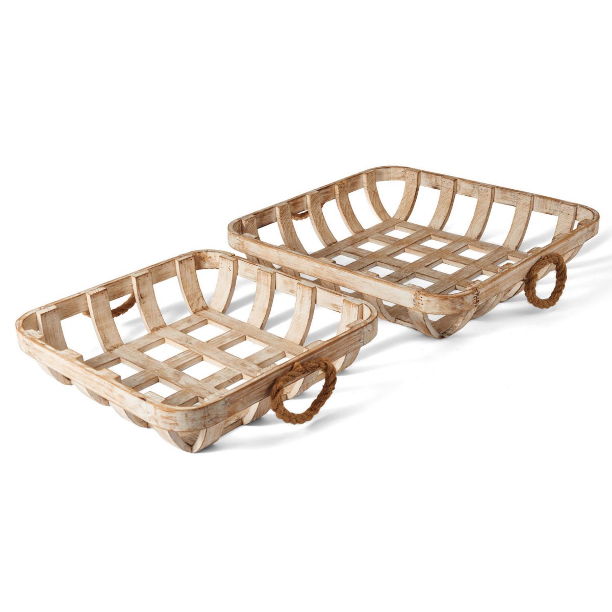 Elements Wood Woven Basket Table Decor 2-piece Set Elements