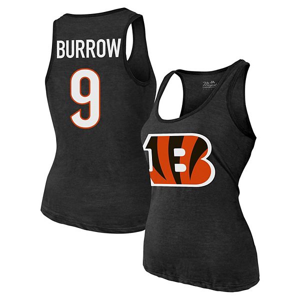 Женская Футболка Majestic Threads Joe Burrow Black Cincinnati Bengals Name & Number Tri-Blend Majestic Threads