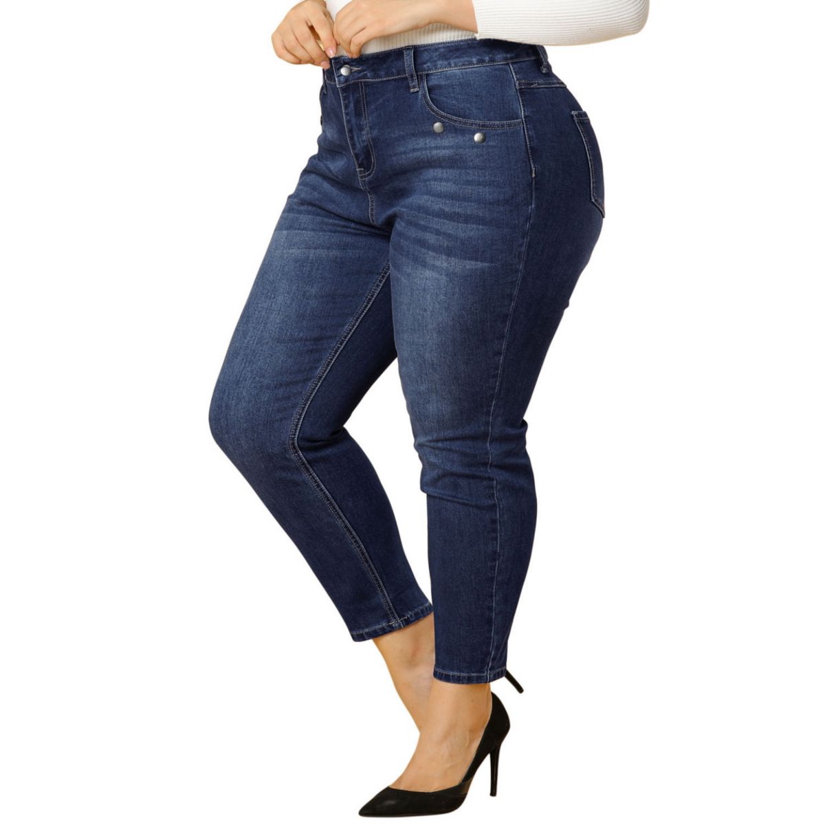 Women's Plus Size Mid Rise Stretchy Skinny Jeans Legging Agnes Orinda