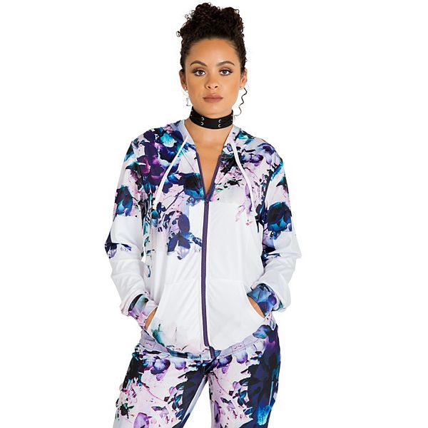 Caci Floral Print Activewear Tracksuit Hoodie Jacket Poetic Justice