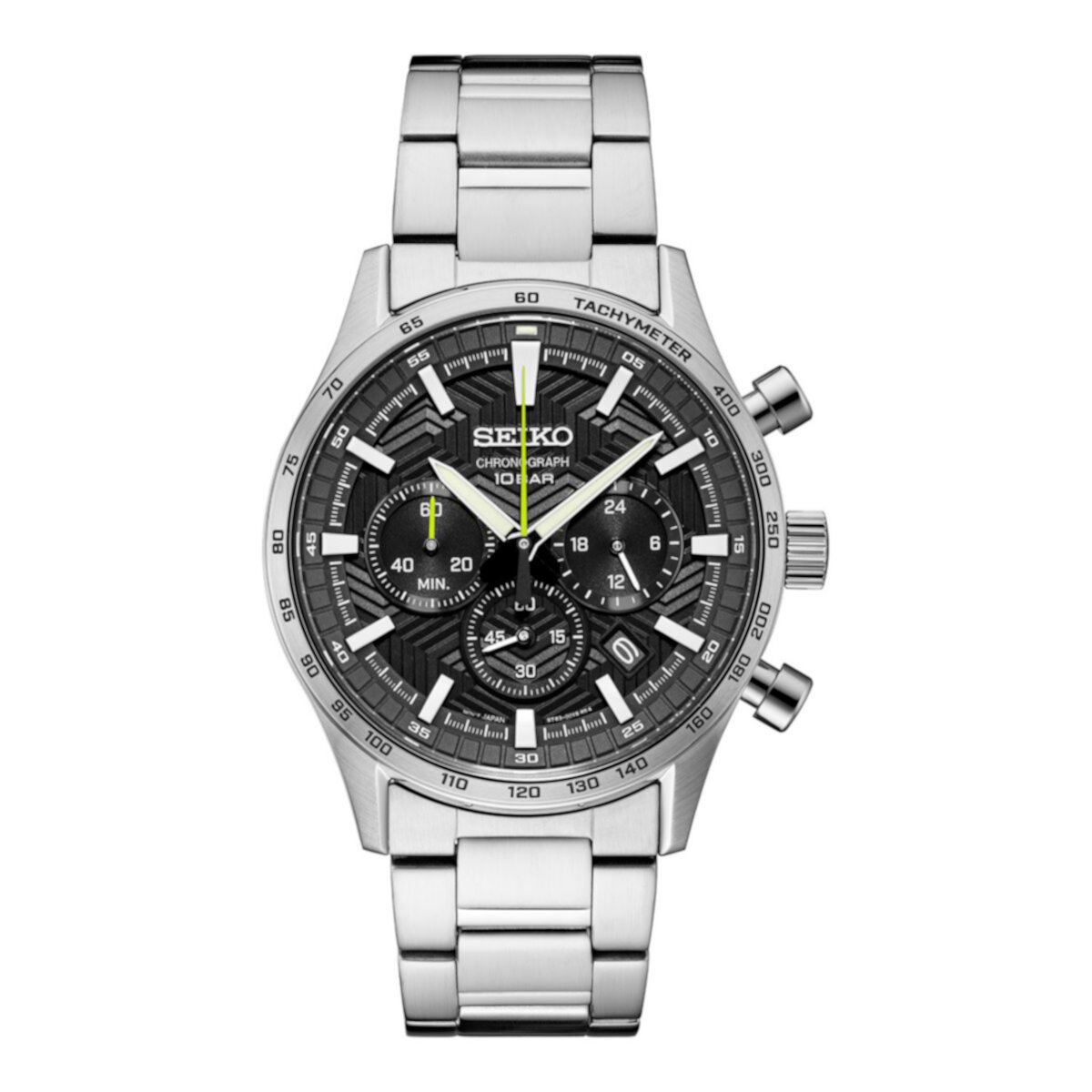 Seiko Essentials Men's Chronograph Stainless Steel Black Dial Watch - SSB413 Seiko
