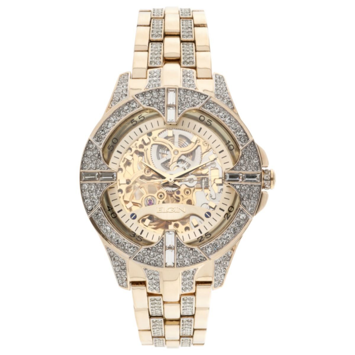 Elgin Men's Gold-Tone Skeleton Dial Watch with Crystal Accents - FG9919KL Elgin
