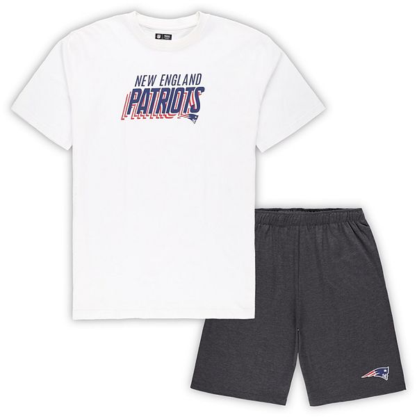 Мужская Пижама Concepts Sport Белая/Угольная Набор Футболка и Шорты New England Patriots Unbranded