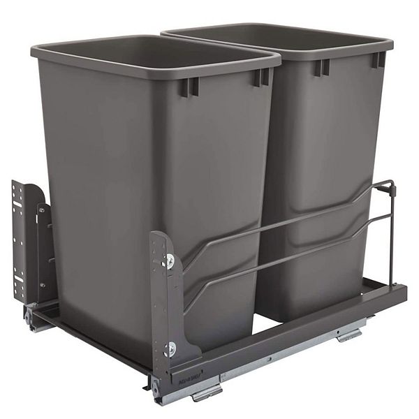 Rev-A-Shelf Double Pull Out Trash Can 35 Qt with Soft-Close, 53WC-1835SCDM-213 Rev-A-Shelf