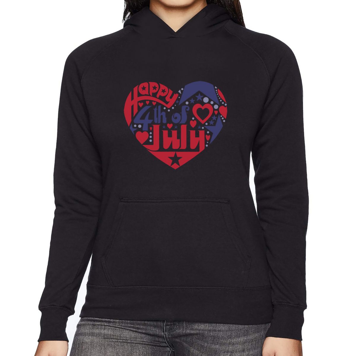 July 4th Heart - Women's Word Art Hooded Sweatshirt LA Pop Art